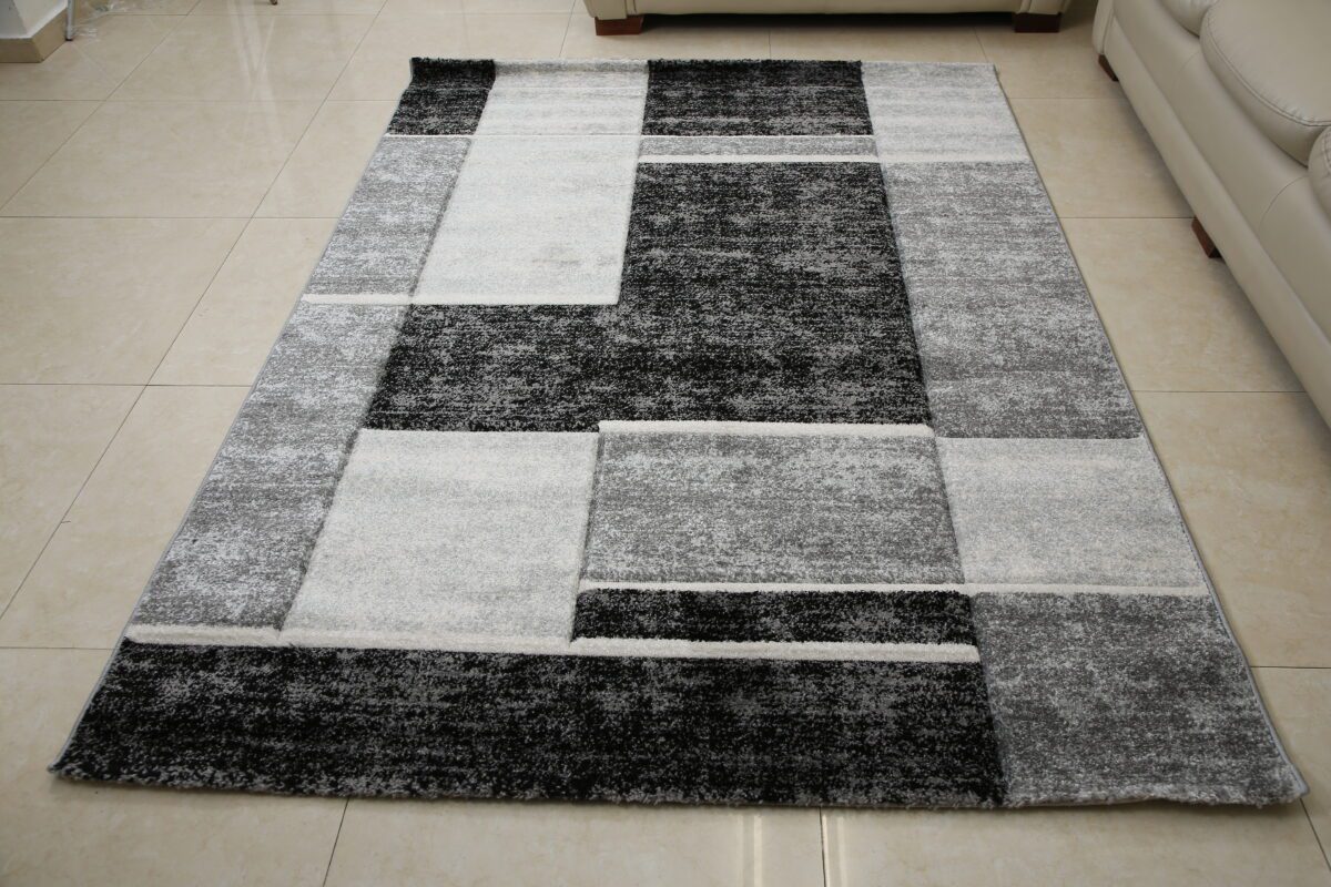 שטיח אומגה דגם קוביות סמטריות שחור אפור