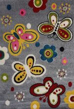 שטיח לחדרי ילדים פרפרים אפור