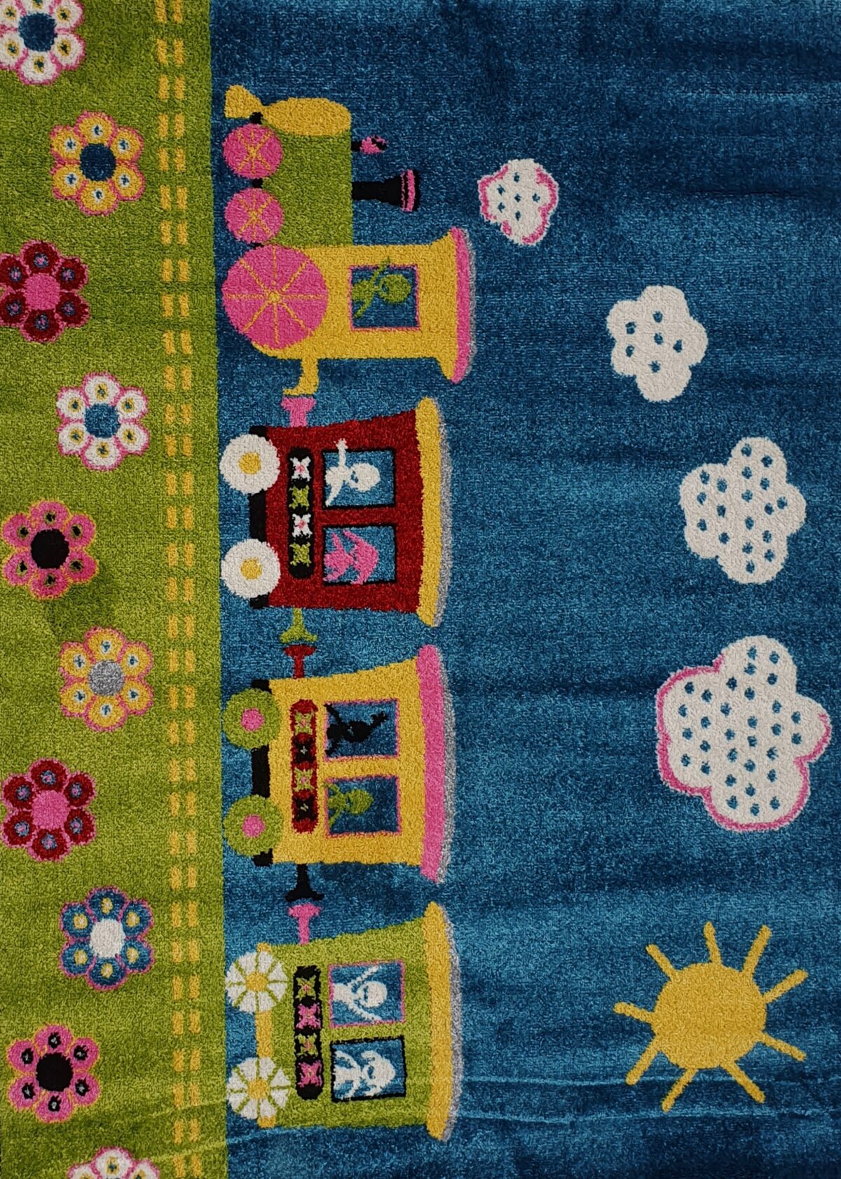 שטיח לחדרי ילדים רכבת כחול