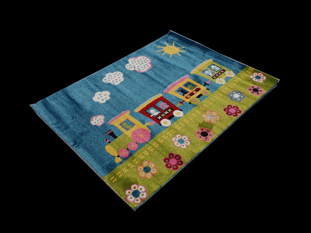 שטיח לחדרי ילדים רכבת כחול (3)