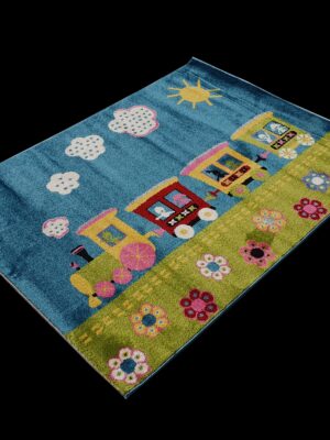 שטיח לחדרי ילדים רכבת כחול (3)