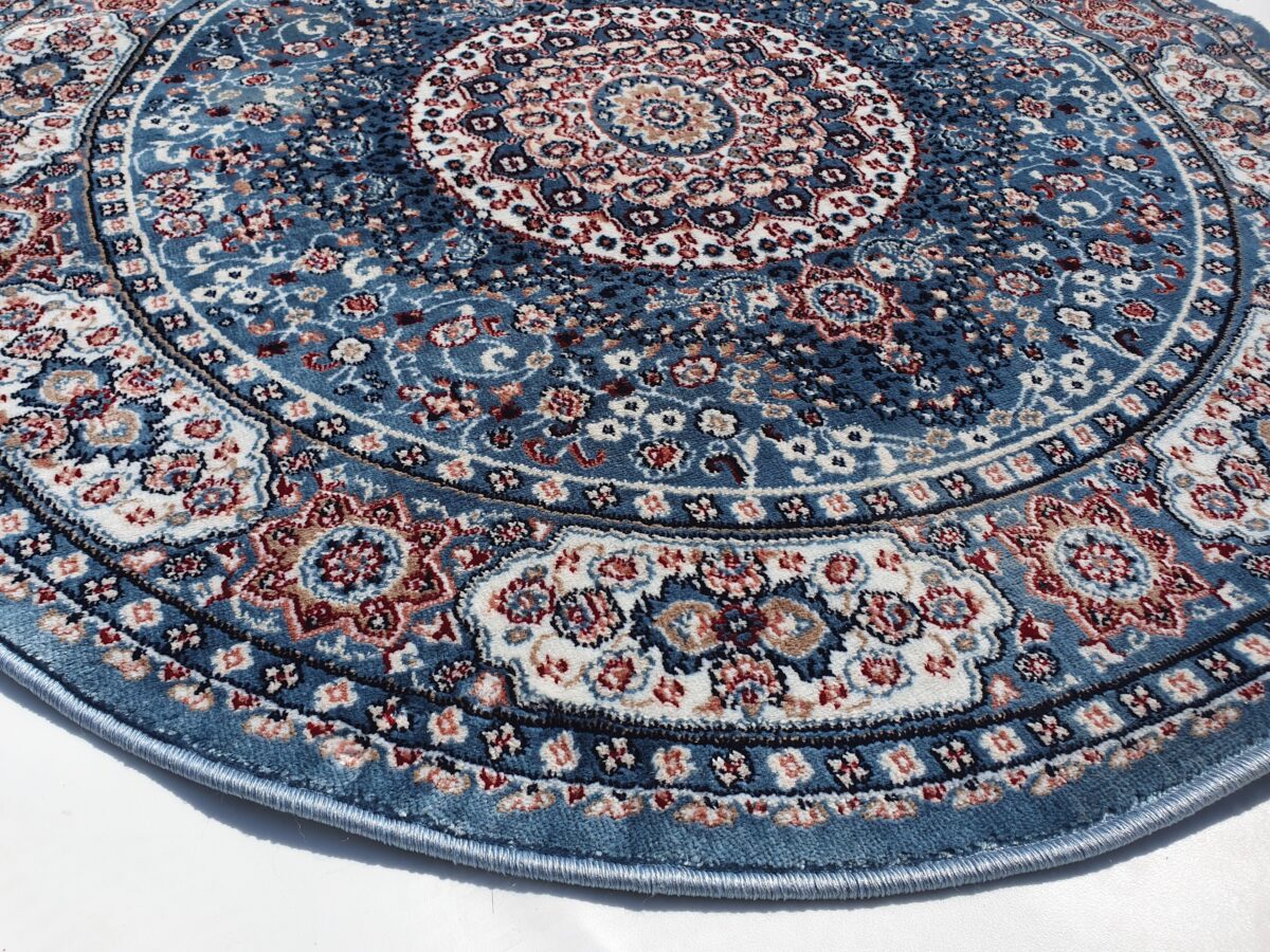 שטיח קלאסי עגול צבע תכלת (3)