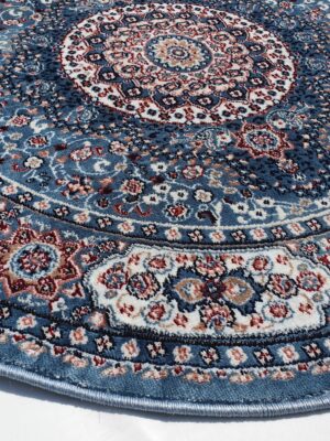 שטיח קלאסי עגול צבע תכלת (3)